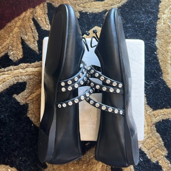 MANGO MNG Women’s Silver STUDDED Black BALLET FLATS WITH STRAPS Size 35/5 - Picture 8 of 16